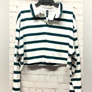 Cotton on body polo long sleeve top cropped NWT